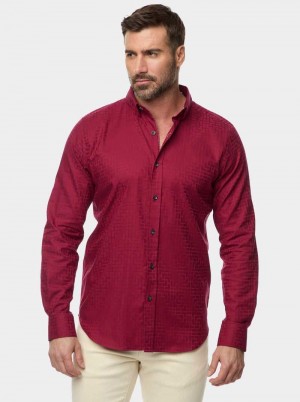 Robert Graham Amory 2 Long Sleeve Button Down Shirt Bordeaux | 893IFXZEO