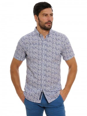 Robert Graham Bassel Short Sleeve Button Down Shirt Blu | 471CJOYGN