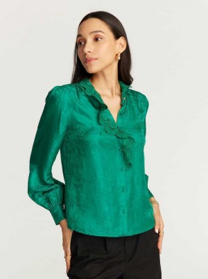 Robert Graham Brigitte Long Sleeve Shirt Emerald | 489MLAHRY