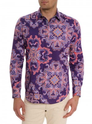 Robert Graham Casino Royale Long Sleeve Button Down Shirt Viola | 908UCEVLS