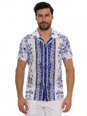 Robert Graham Corsica Short Sleeve Button Down Shirt Blu | 481LQKECZ