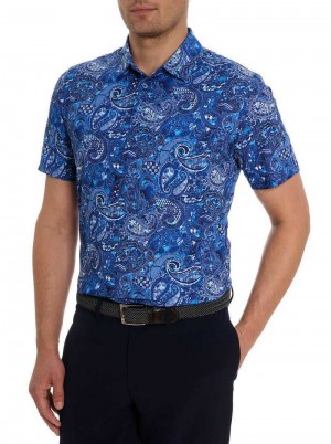 Robert Graham Golden Paisley Polo Blu Marino | 193TPMODH