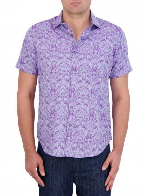 Robert Graham Highland Short Sleeve Button Down Shirt Magenta | 743ADITKL