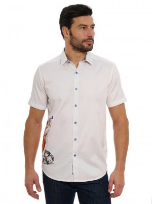 Robert Graham Ice & Dice Short Sleeve Button Down Shirt Tall Bianche | 926PIYAZC