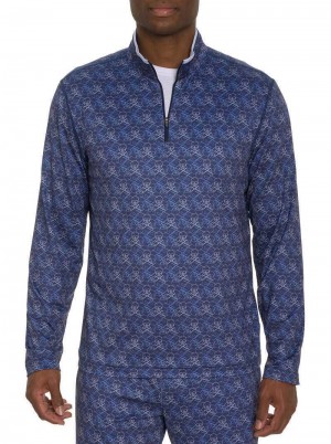 Robert Graham Iron Skull Long Sleeve Knit Blu Marino | 752HSNTVF