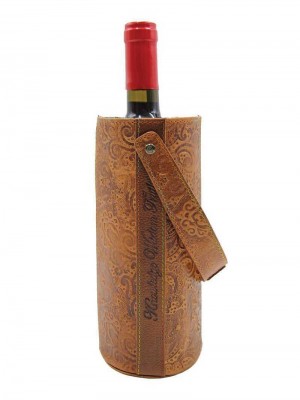 Robert Graham Leather Wine Bottle Carrier Tan | 140OWETNF