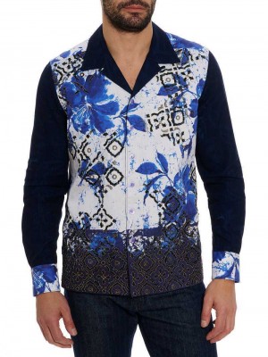 Robert Graham Limited Edition Blue Murro Long Sleeve Button Down Shirt Blu | 314OSPKJF