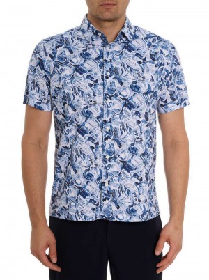 Robert Graham Occasio Short Sleeve Knit Shirt Blu | 571FSRZJL