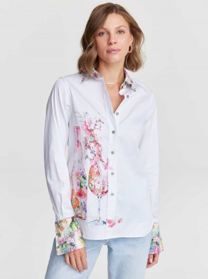 Robert Graham Rosé Bouquet Shirt Bianche | 731UJXNVY