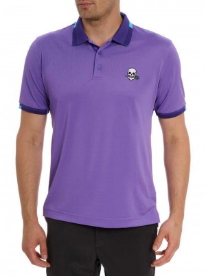 Robert Graham Skull Rose Polo Viola | 375LSJGIH