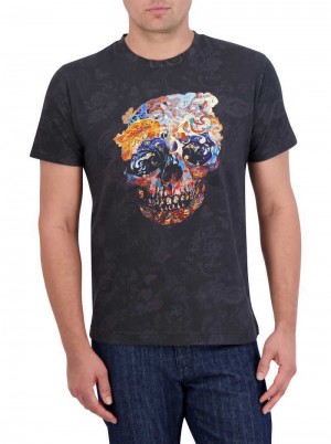 Robert Graham Skull Scrolls T-shirt Nere | 758XHAJLP