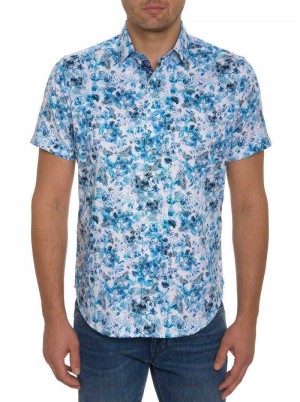 Robert Graham The Lowell Short Sleeve Button Down Shirt Teal | 379RFOIXG