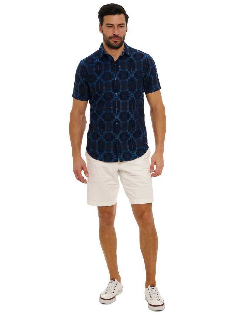 Robert Graham Aizome Short Sleeve Button Down Shirt Indaco | 460WMATCH