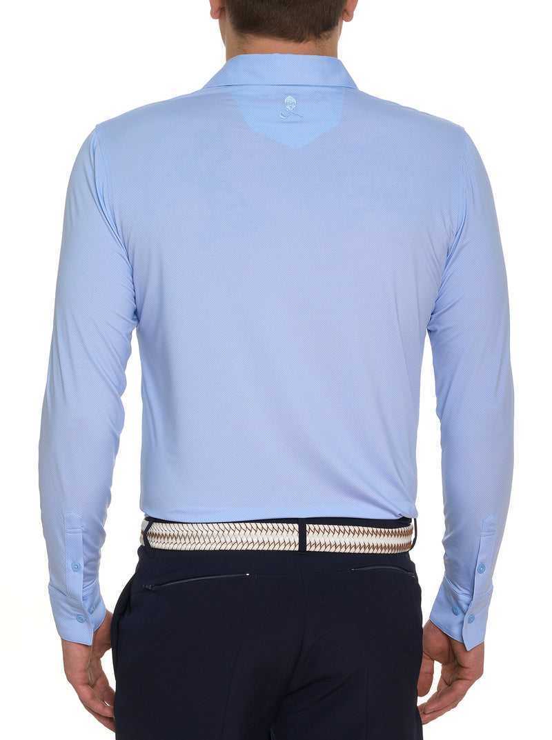 Robert Graham Alastor Long Sleeve Performance Polo Blu Chiaro | 517JGARSZ