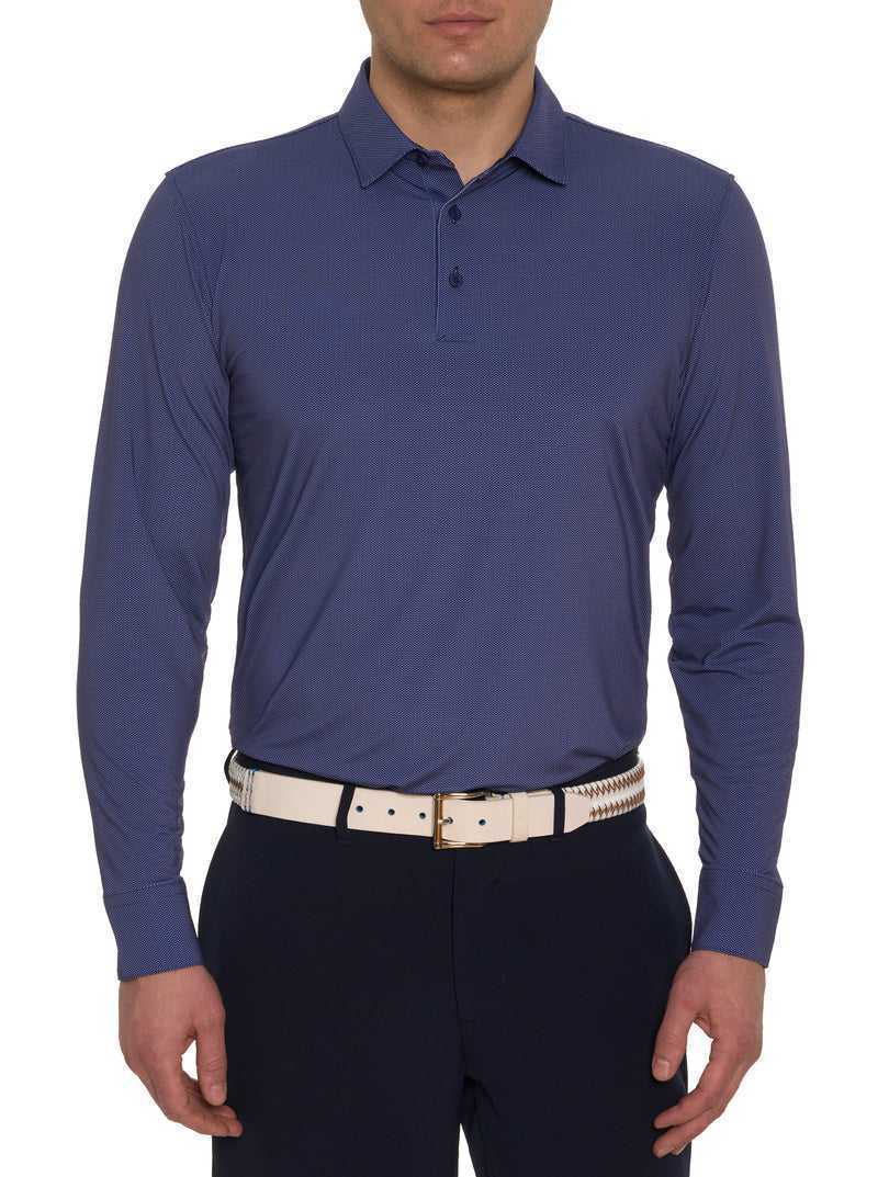 Robert Graham Alastor Long Sleeve Performance Polo Blu Chiaro | 517JGARSZ