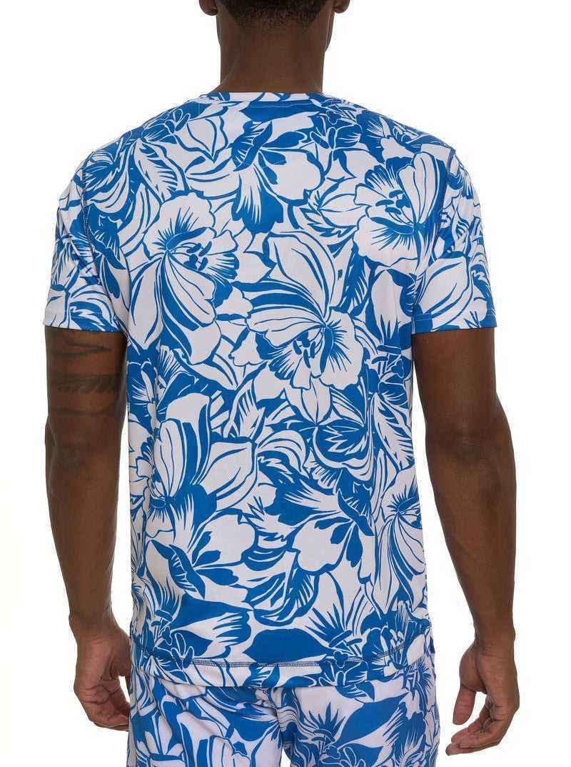 Robert Graham Beach Hibiscus Performance Graphic T-shirt Blu | 981WDEXZA