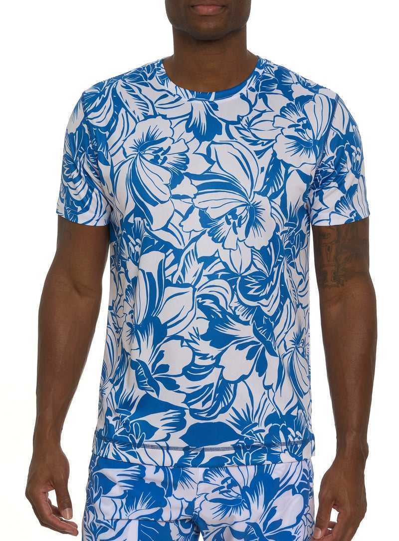 Robert Graham Beach Hibiscus Performance Graphic T-shirt Blu | 981WDEXZA