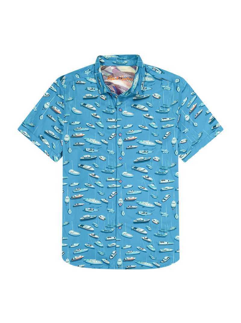 Robert Graham Boat Marina Short Sleeve Knit Shirt Teal | 260KNLHVE