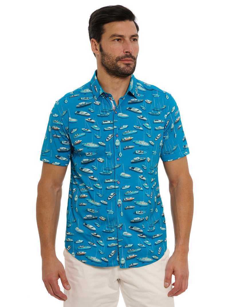 Robert Graham Boat Marina Short Sleeve Knit Shirt Teal | 260KNLHVE