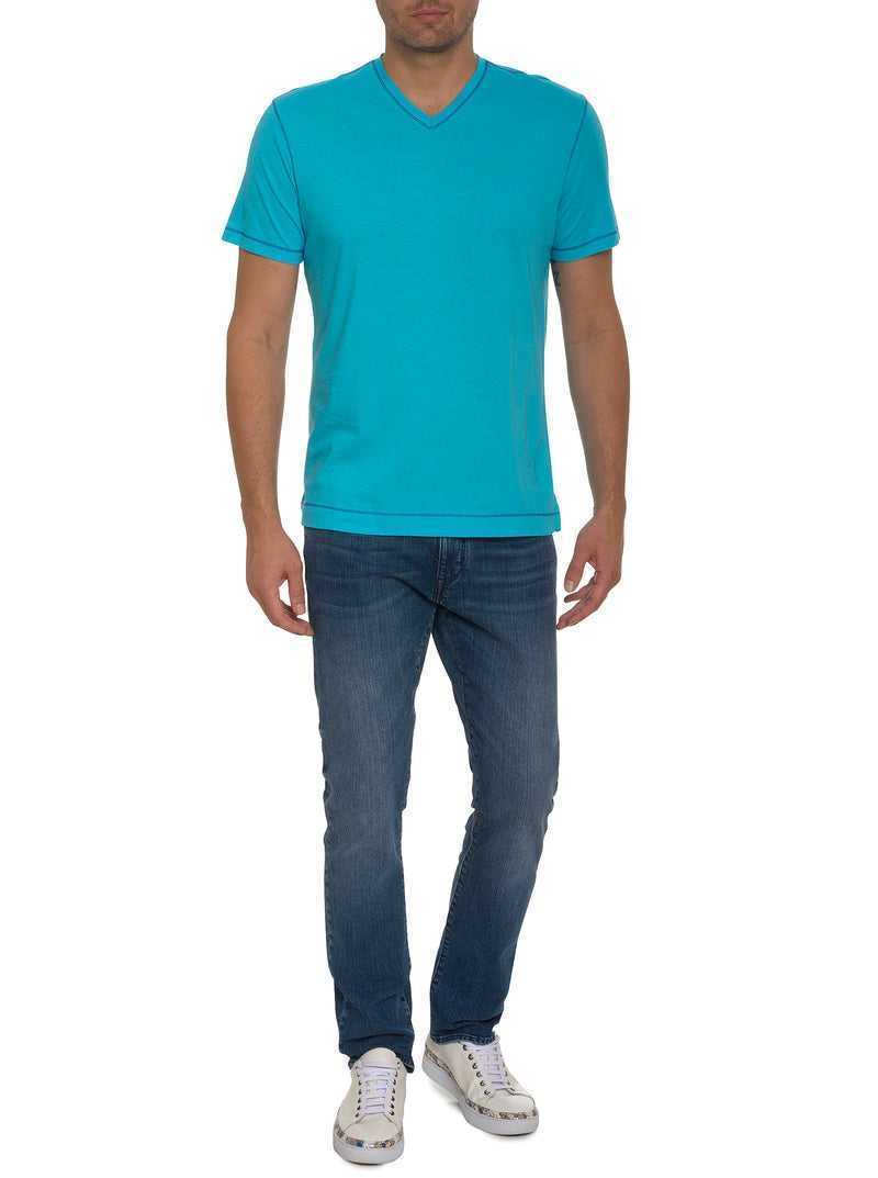 Robert Graham Eastwood T-shirt Aqua | 952PXJEOY