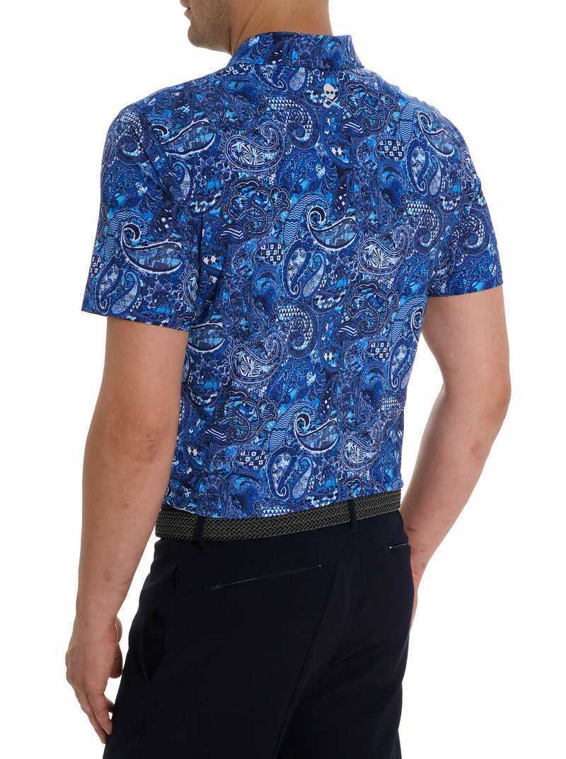 Robert Graham Golden Paisley Polo Blu Marino | 193TPMODH