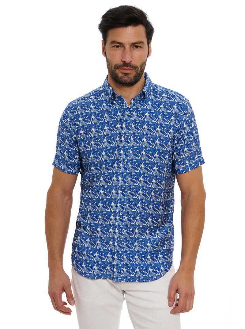 Robert Graham Henrik Short Sleeve Button Down Shirt Blu Marino | 901JNXZVB