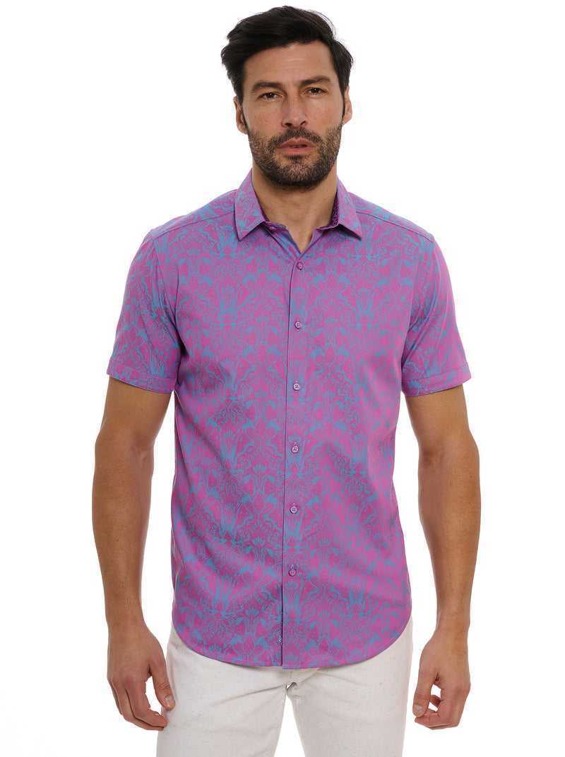 Robert Graham Highland Short Sleeve Button Down Shirt Magenta | 743ADITKL