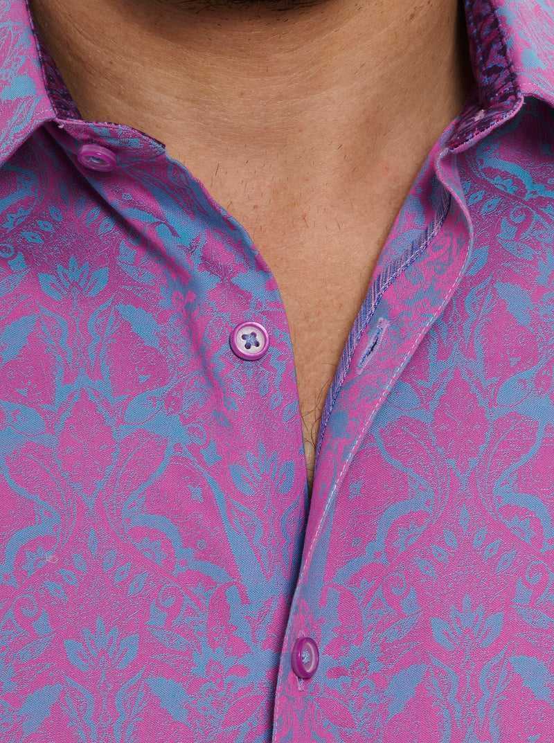 Robert Graham Highland Short Sleeve Button Down Shirt Magenta | 743ADITKL