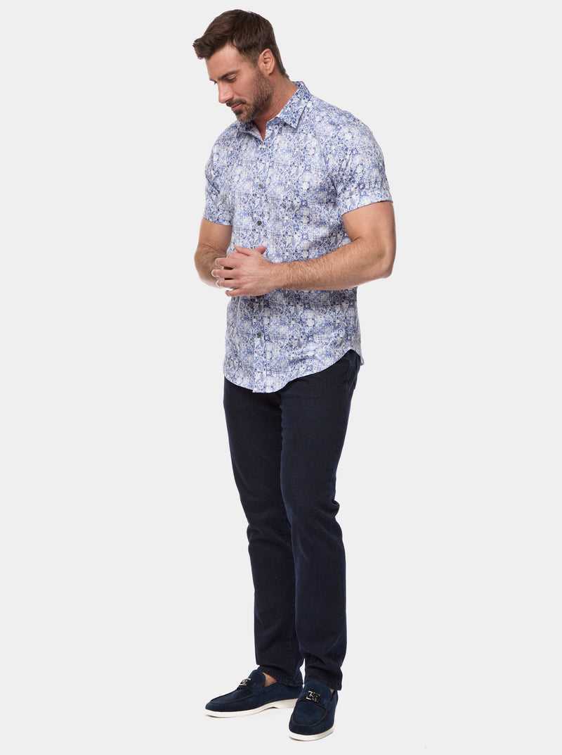 Robert Graham Kano Short Sleeve Button Down Shirt Blu | 094AHPOEX