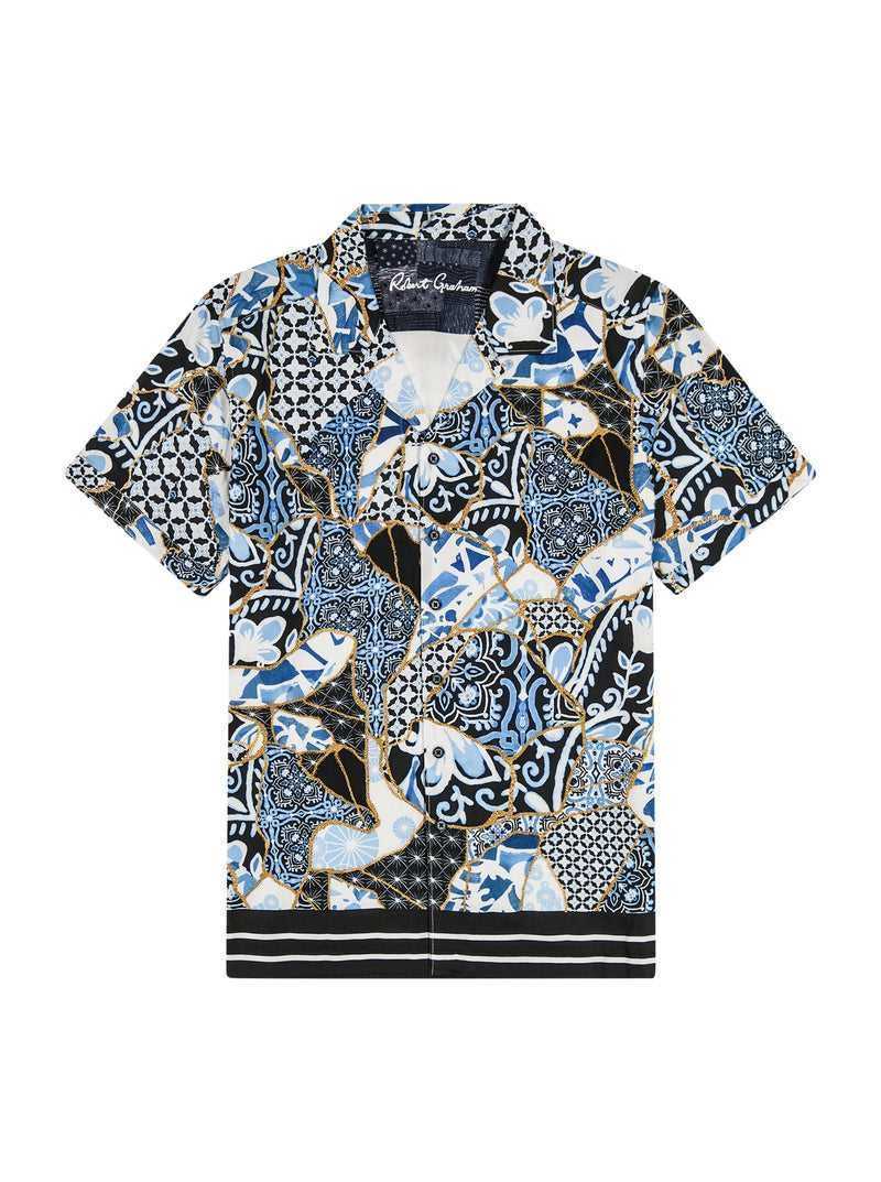 Robert Graham Kintsugi Short Sleeve Button Down Shirt Blu | 057PVYTWI