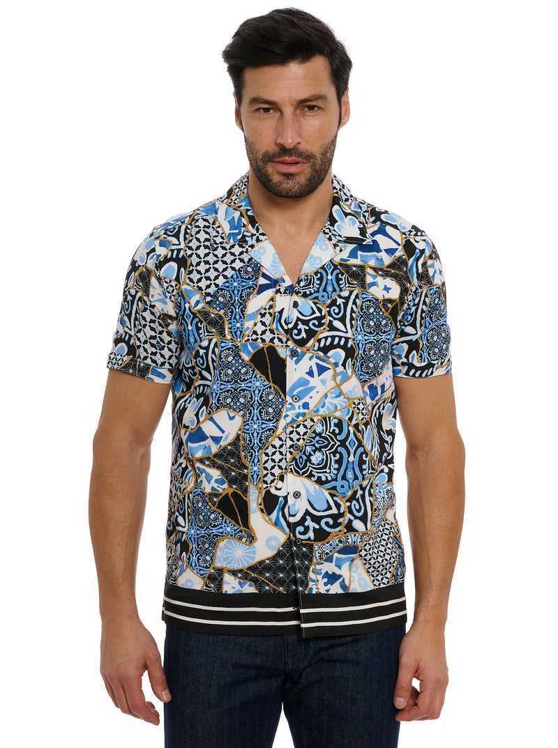 Robert Graham Kintsugi Short Sleeve Button Down Shirt Blu | 057PVYTWI