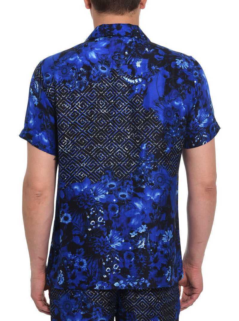 Robert Graham Limited Edition Blue Universe Short Sleeve Button Down Shirt Multi | 964GEONUD