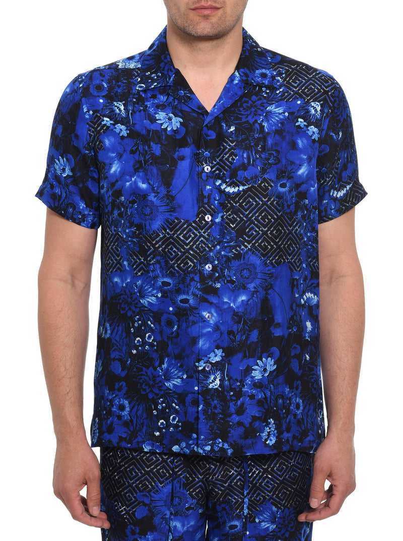 Robert Graham Limited Edition Blue Universe Short Sleeve Button Down Shirt Multi | 964GEONUD