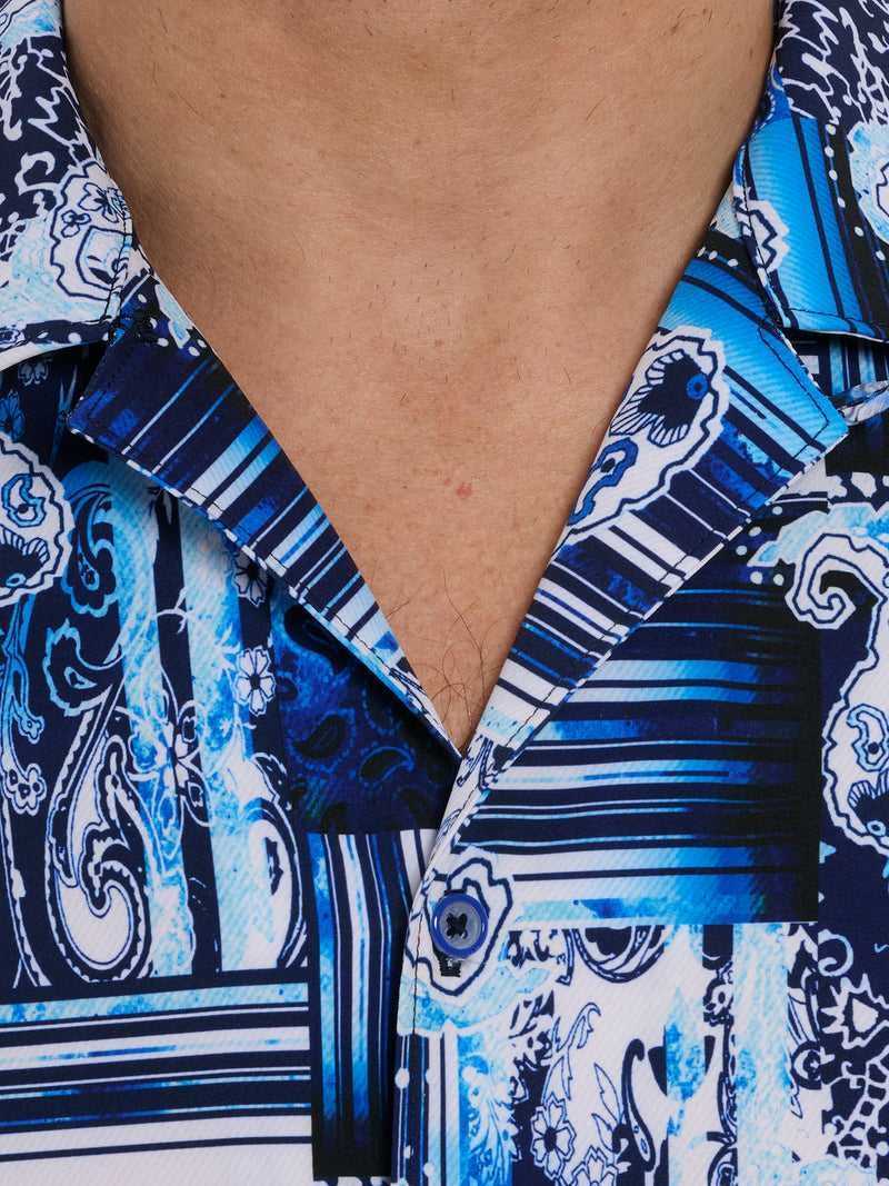 Robert Graham Makua Short Sleeve Button Down Shirt Blu Marino | 874UAMTXE