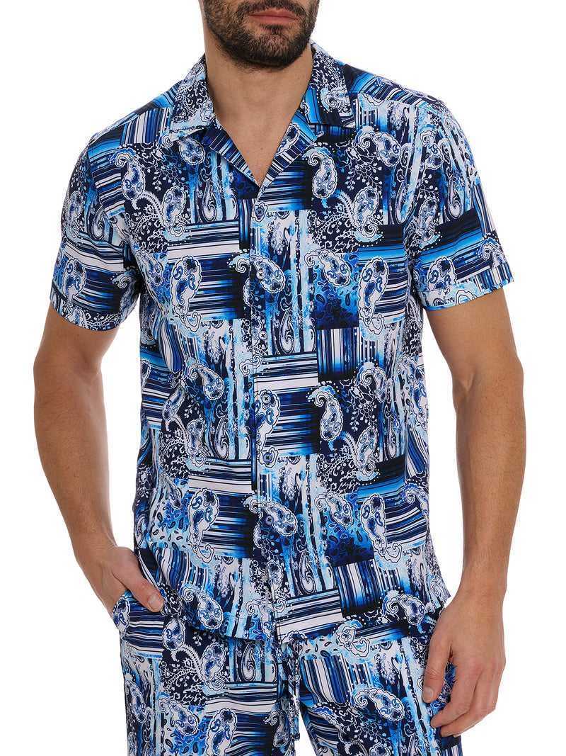 Robert Graham Makua Short Sleeve Button Down Shirt Blu Marino | 874UAMTXE