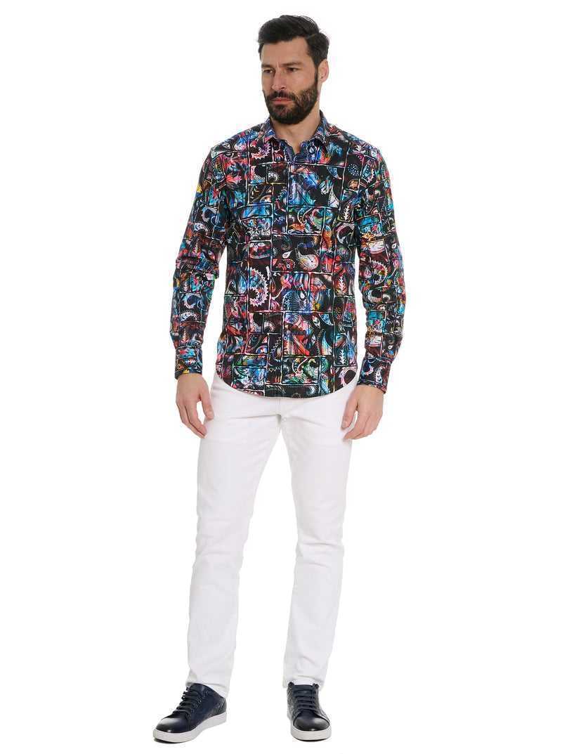 Robert Graham Paisley Bricks Long Sleeve Button Down Shirt Nere | 265NKAHUI