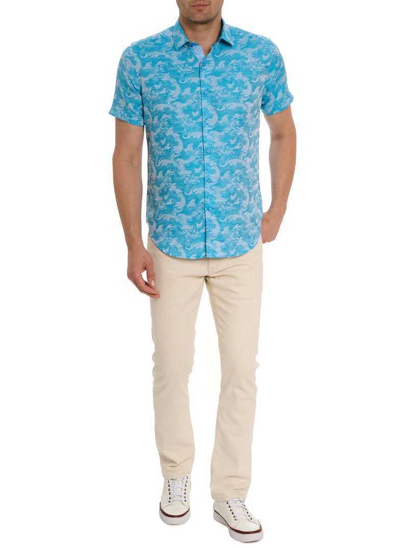 Robert Graham Poseidon Short Sleeve Button Down Shirt Verde Acqua | 719KIDULY