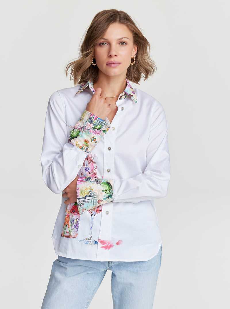 Robert Graham Rosé Bouquet Shirt Bianche | 731UJXNVY