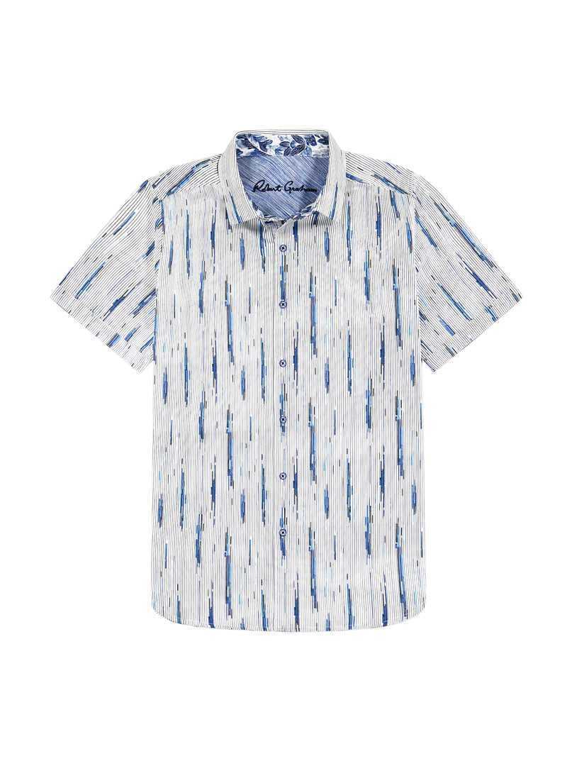 Robert Graham Shipping Lines Short Sleeve Button Down Shirt Blu | 027KTFYEX