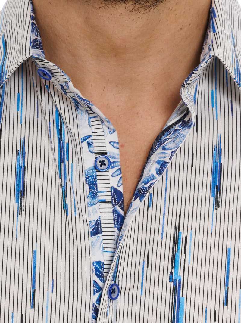 Robert Graham Shipping Lines Short Sleeve Button Down Shirt Blu | 027KTFYEX