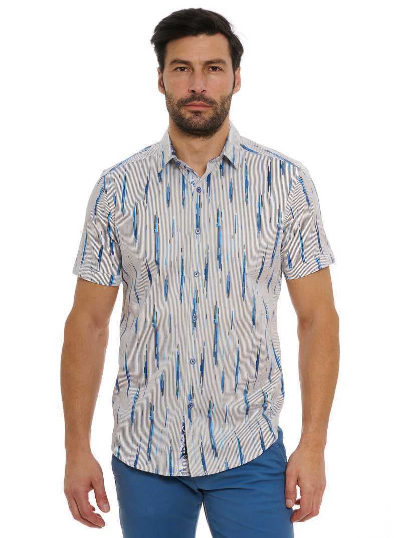 Robert Graham Shipping Lines Short Sleeve Button Down Shirt Blu | 027KTFYEX