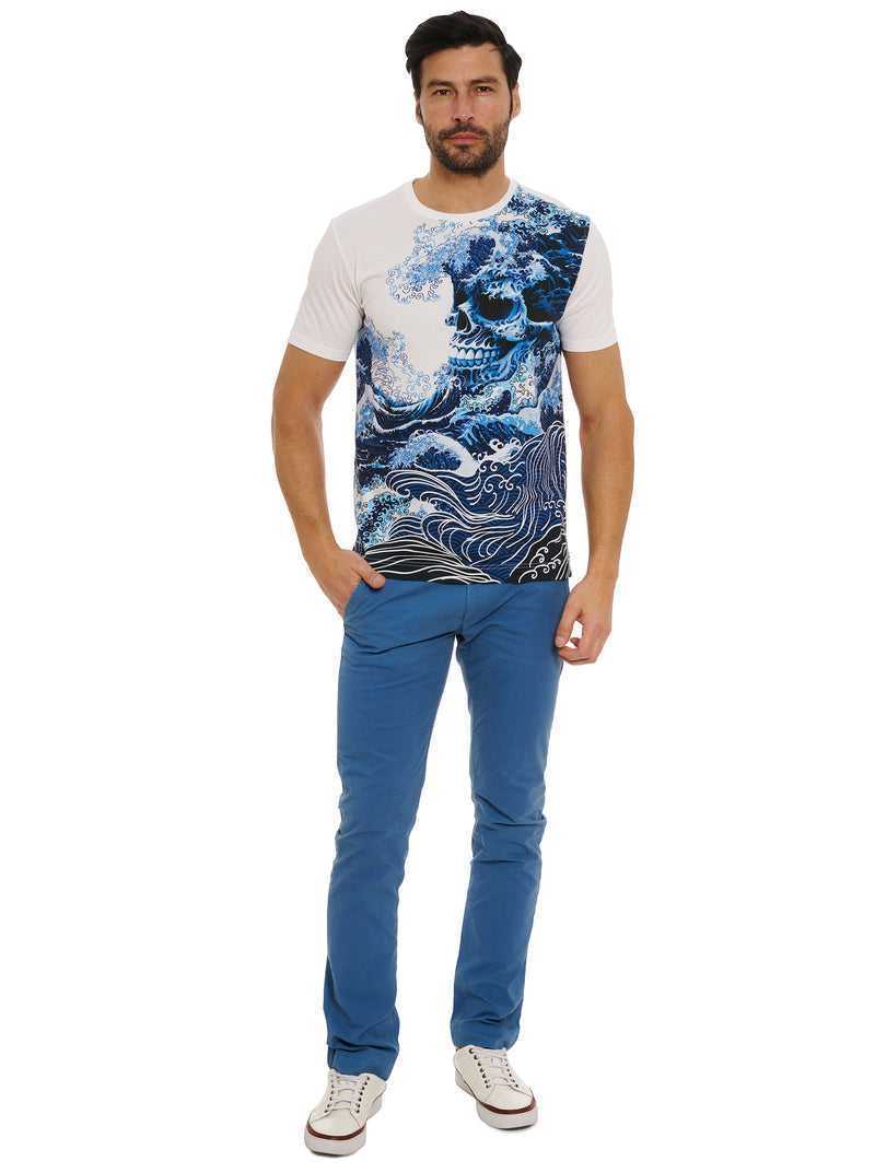 Robert Graham Skull Wave T-shirt Blu | 089QJMTLW