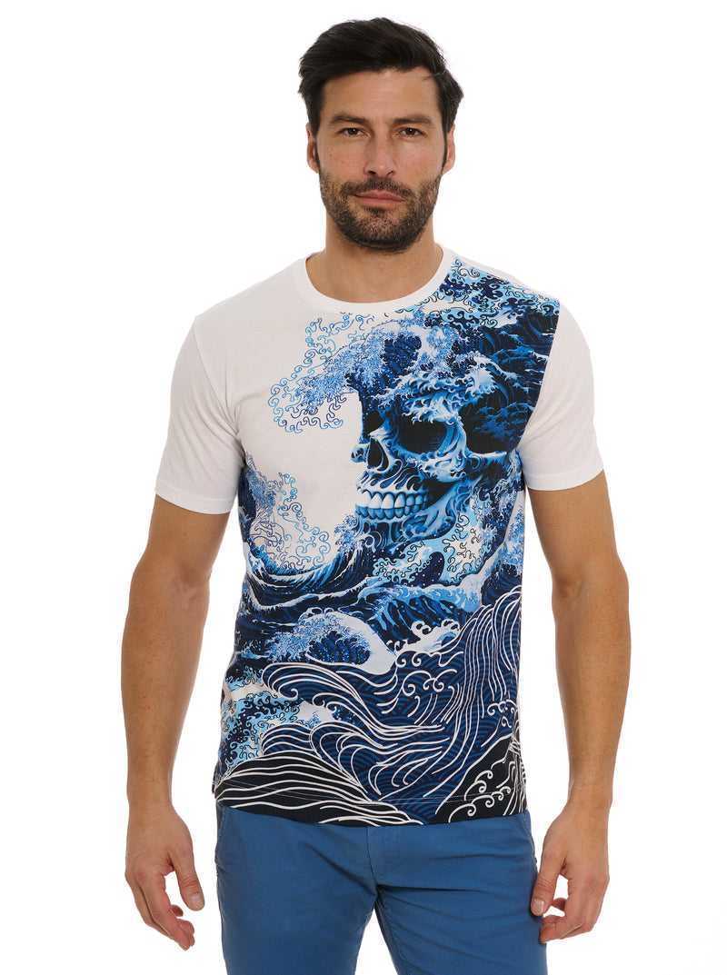 Robert Graham Skull Wave T-shirt Blu | 089QJMTLW