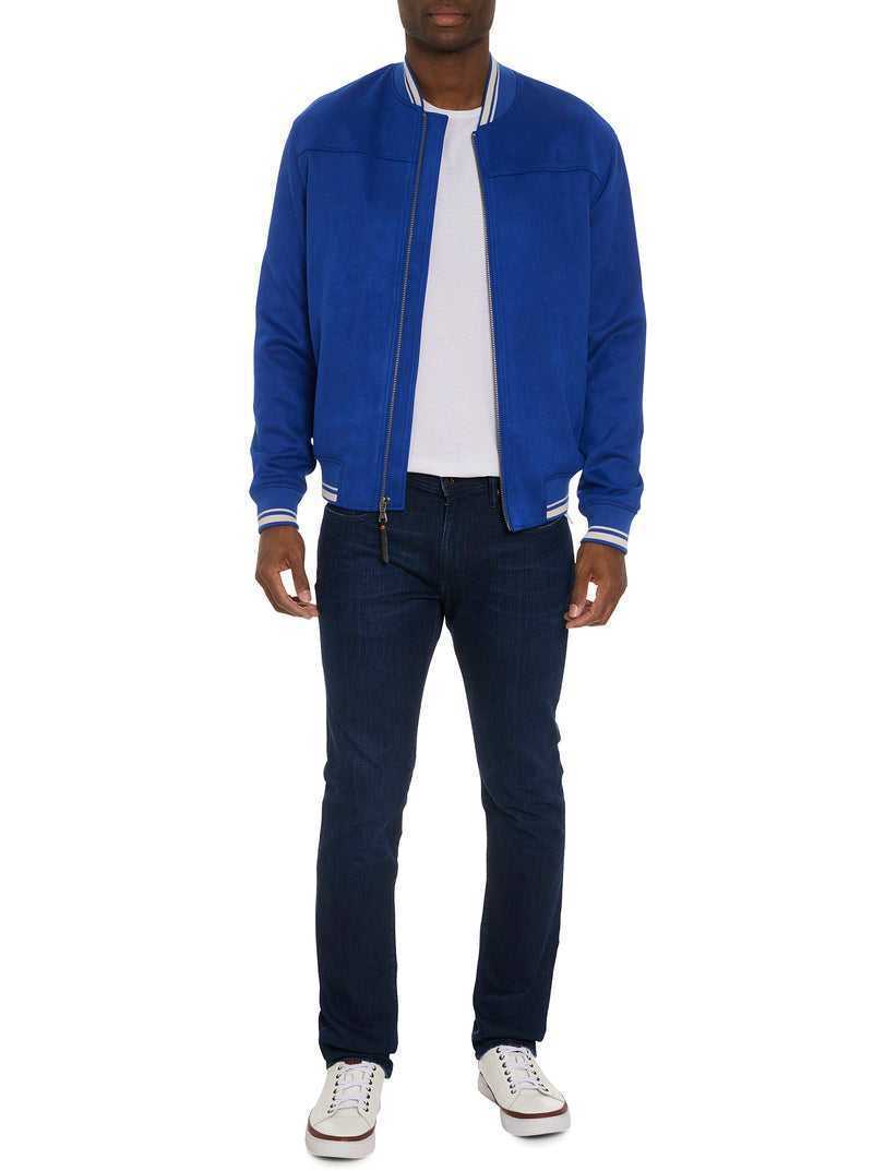 Robert Graham Suede Bomber Jacket Cobalt | 590KFOTVE