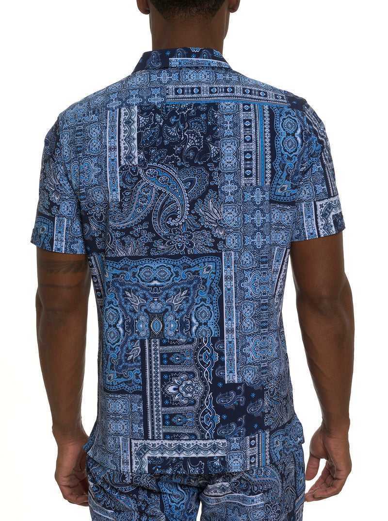 Robert Graham The Gotham Short Sleeve Button Down Shirt Blu Marino | 201RMGQOL