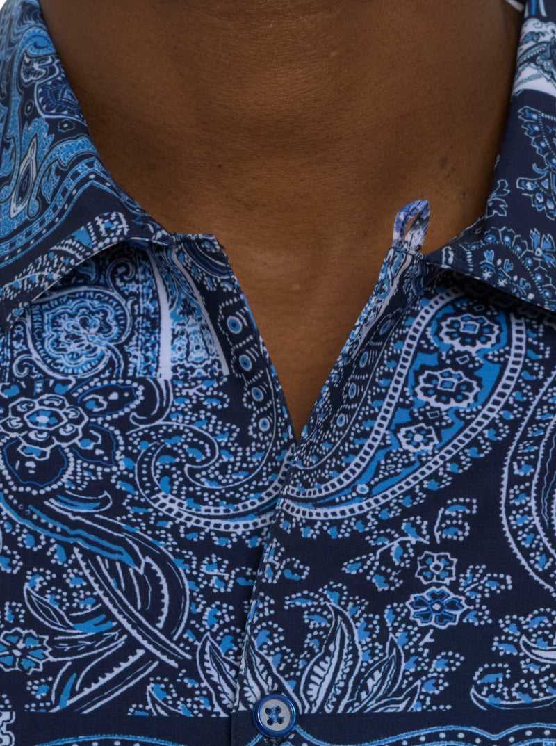 Robert Graham The Gotham Short Sleeve Button Down Shirt Blu Marino | 201RMGQOL