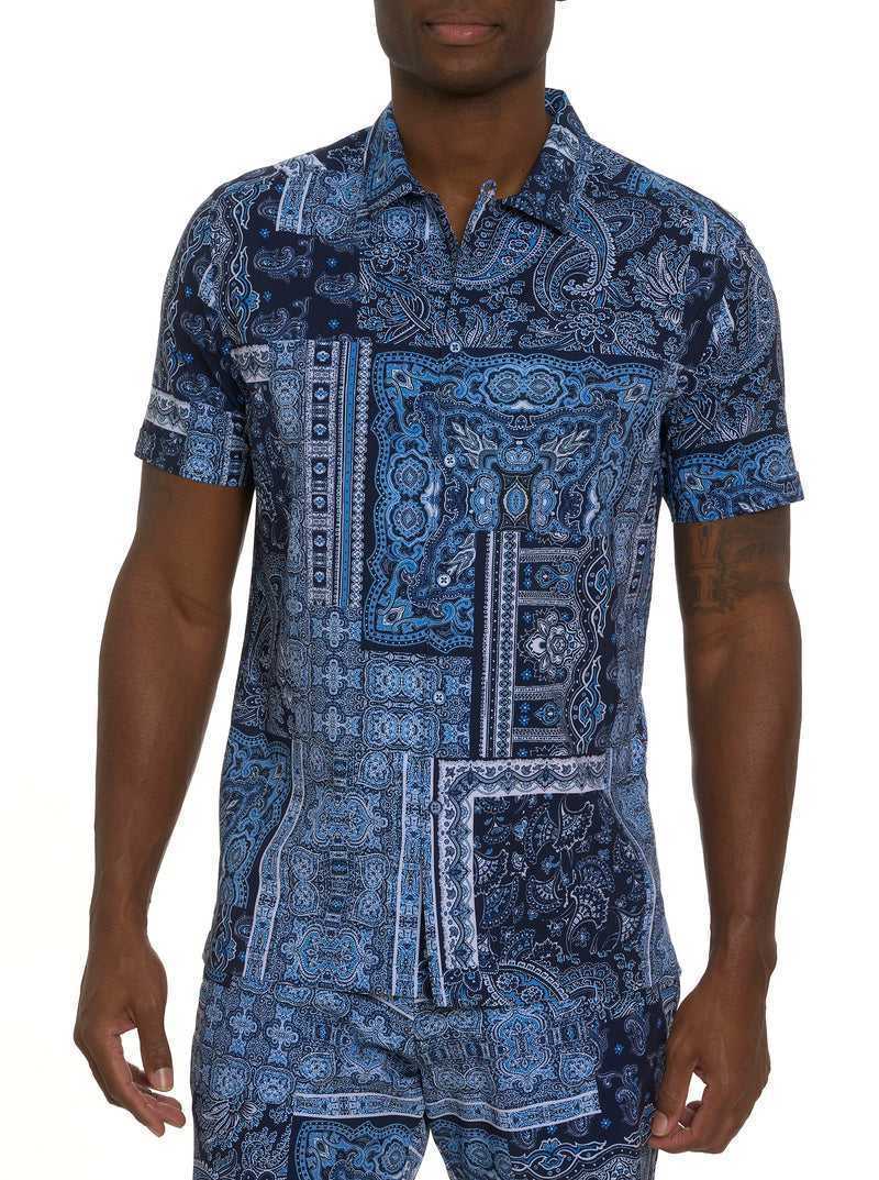 Robert Graham The Gotham Short Sleeve Button Down Shirt Blu Marino | 201RMGQOL