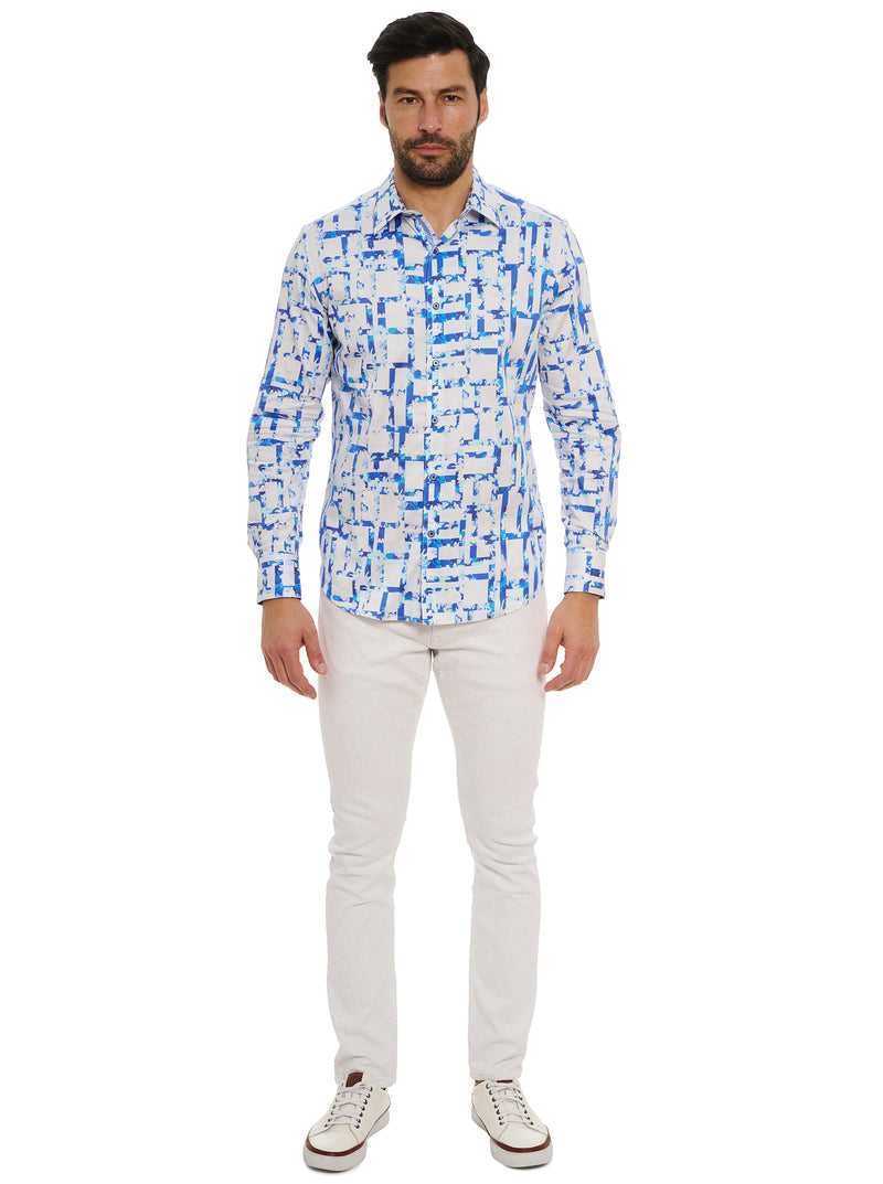 Robert Graham Triton Long Sleeve Button Down Shirt Big Blu | 174RUGQBN