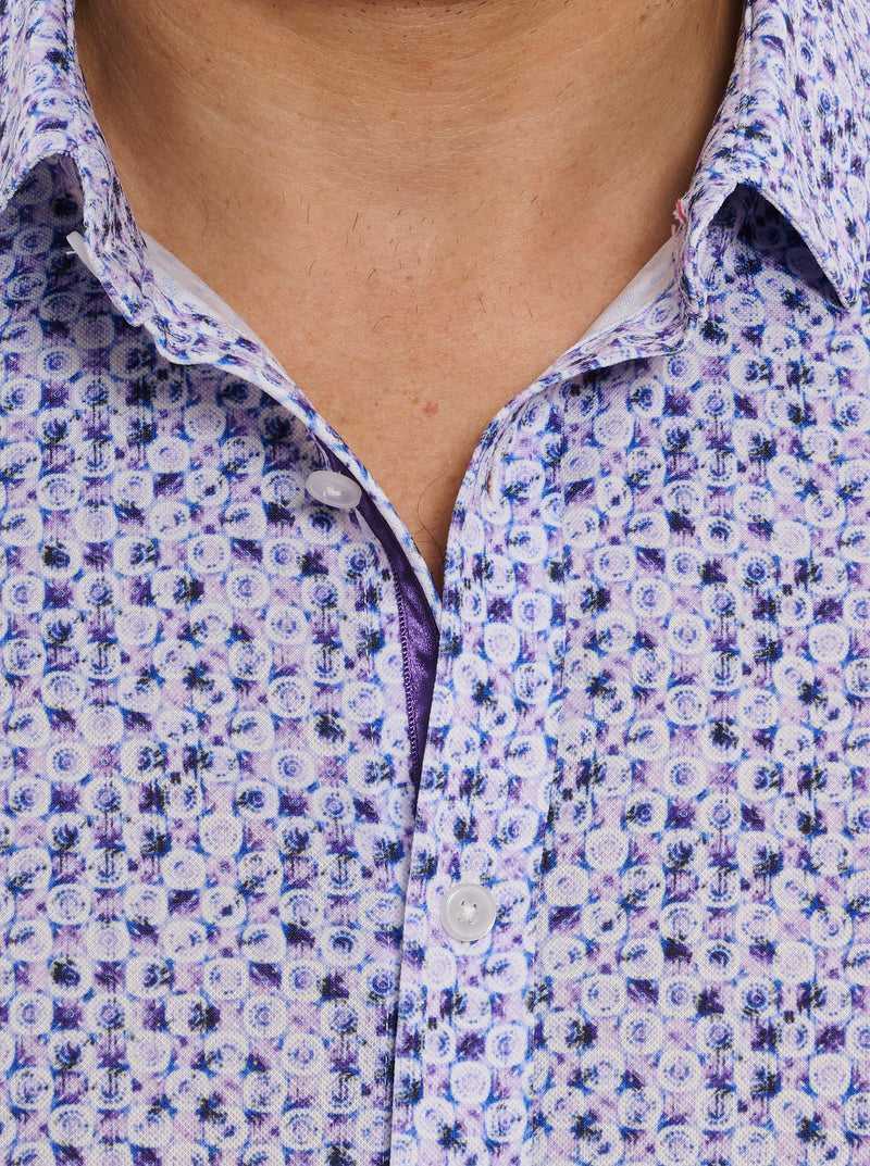 Robert Graham Zambia Short Sleeve Knit Shirt Viola | 647QDCRAT